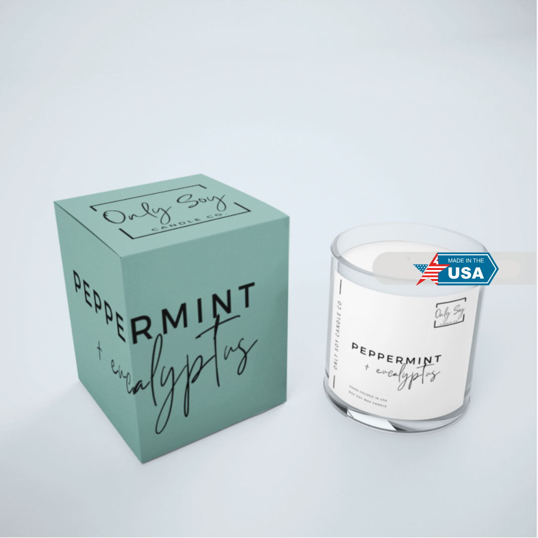 Peppermint & Eucalyptus 8oz 100% Soy Wax Candle