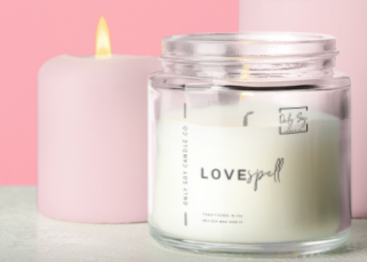 Love spell scented soy wax candle made in the USA.
